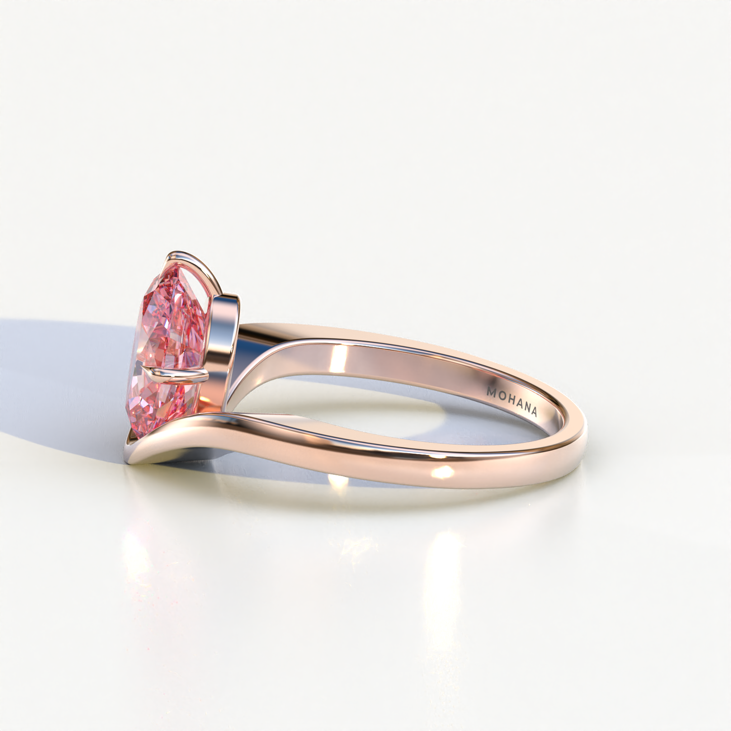 Nested 2 Carat Fancy Intense Pink Lab Grown Diamond Oval Engagement Ring - Aura