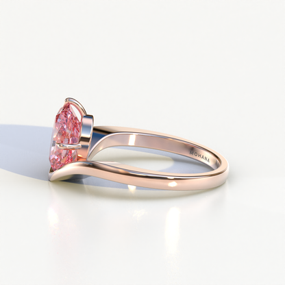Nested 2 Carat Fancy Intense Pink Lab Grown Diamond Oval Engagement Ring - Aura