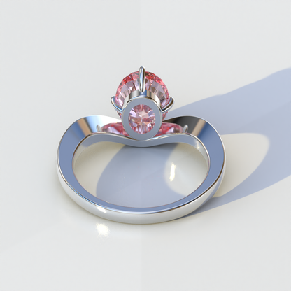 Nested 2 Carat Fancy Intense Pink Lab Grown Diamond Oval Engagement Ring - Aura