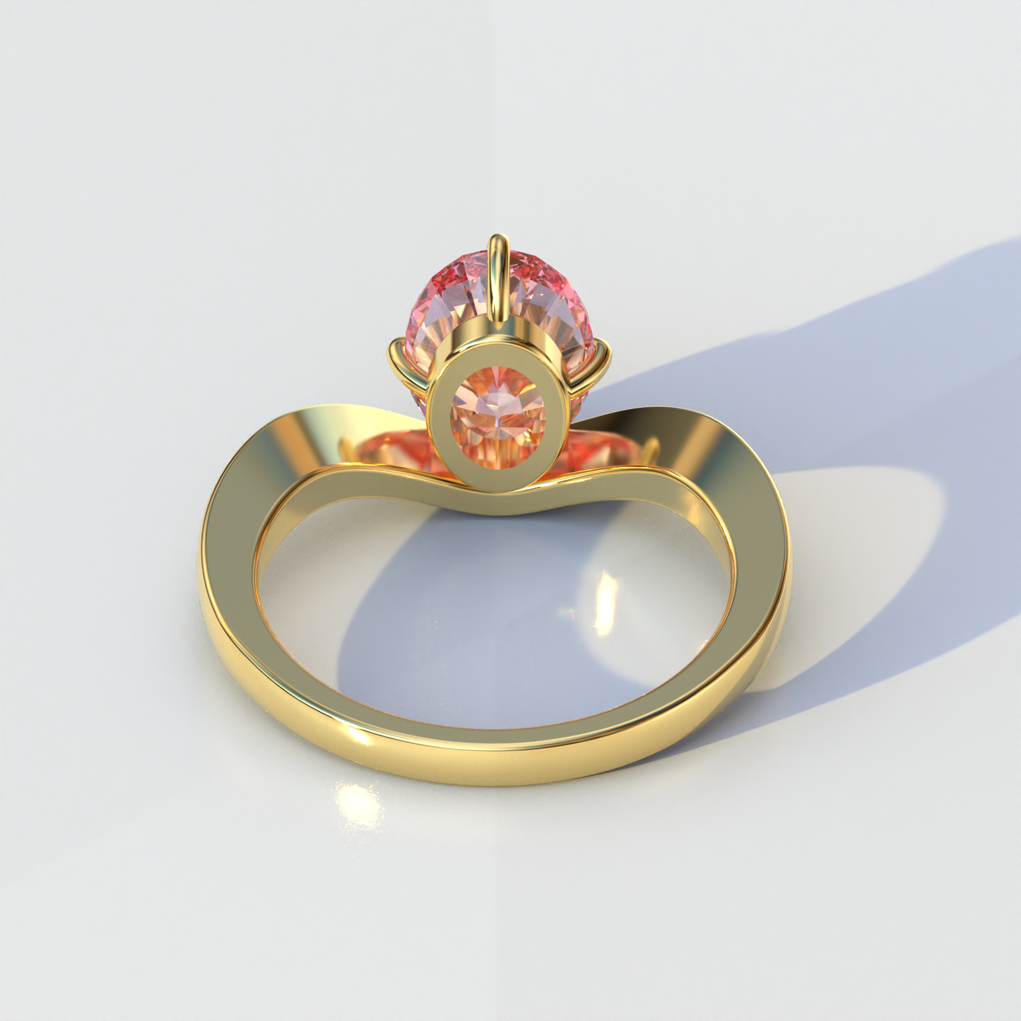 Nested 2 Carat Fancy Intense Pink Lab Grown Diamond Oval Engagement Ring - Aura