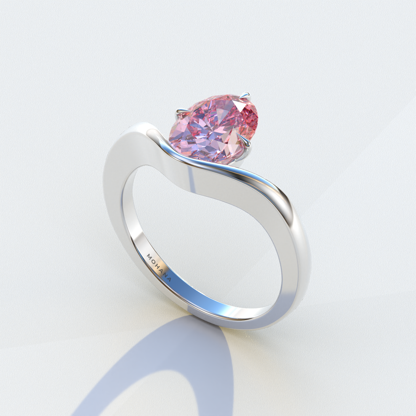 Nested 2 Carat Fancy Intense Pink Lab Grown Diamond Oval Engagement Ring - Aura