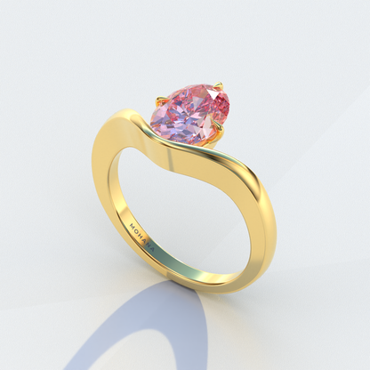 Nested 2 Carat Fancy Intense Pink Lab Grown Diamond Oval Engagement Ring - Aura