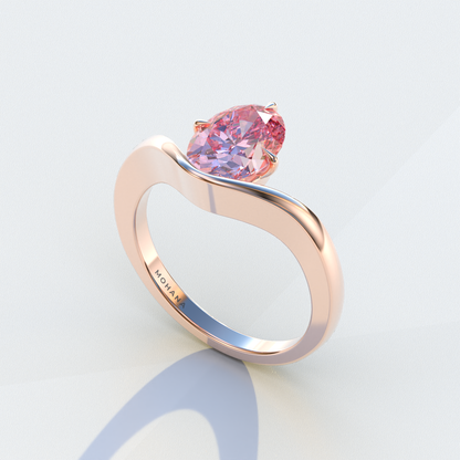 Nested 2 Carat Fancy Intense Pink Lab Grown Diamond Oval Engagement Ring - Aura