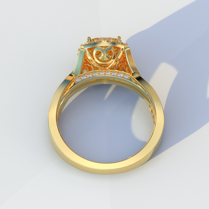 3 Carat Yellow Cushion Cut Lab Grown Halo Diamond Engagement Ring - Odessa