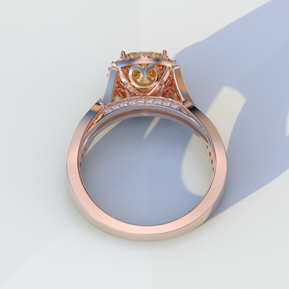 3 Carat Yellow Cushion Cut Lab Grown Halo Diamond Engagement Ring - Odessa