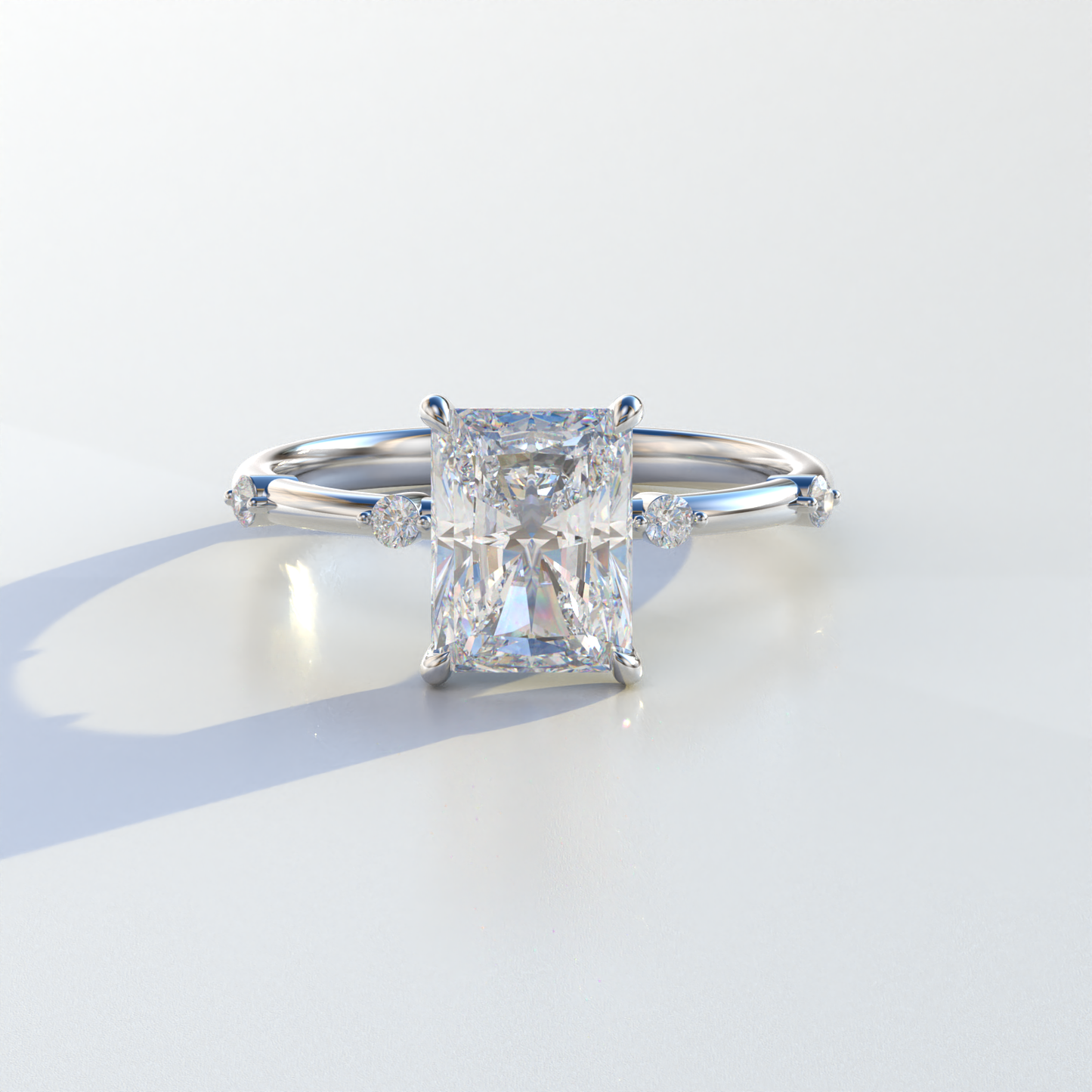 2 Carat Radiant Cut Lab Diamond With Pave Accents Engagement Ring - Gloria