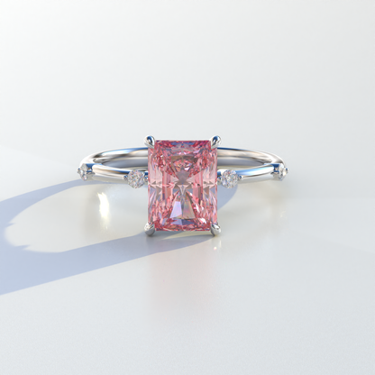 2 Carat Pink Radiant Cut Lab Diamond With Pave Accents Engagement Ring - Gloria