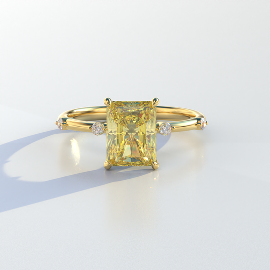2 Carat Yellow Radiant Cut Lab Diamond With Pave Accents Engagement Ring - Gloria