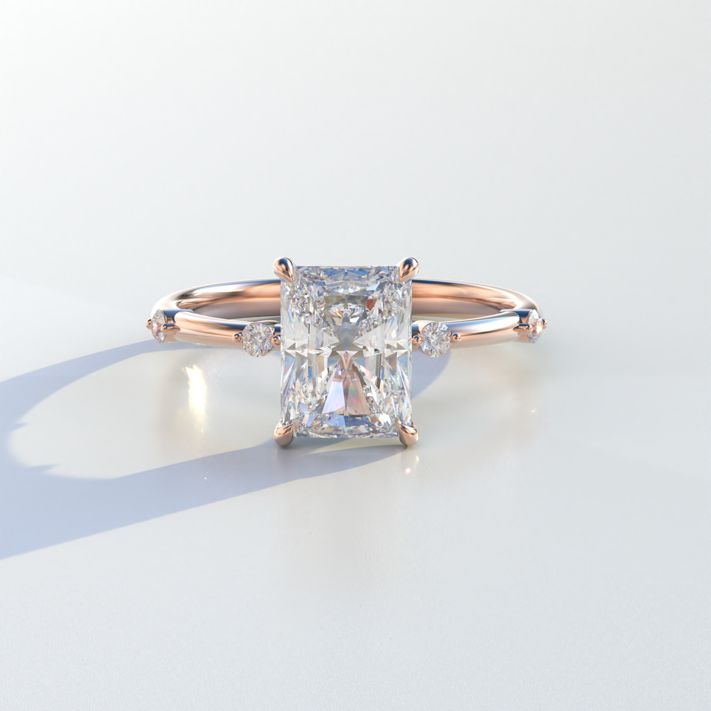 2 Carat Radiant Cut Lab Diamond With Pave Accents Engagement Ring - Gloria