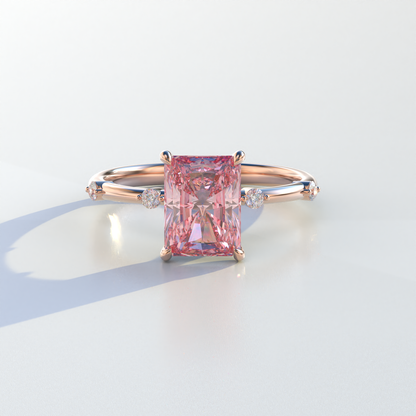 2 Carat Pink Radiant Cut Lab Diamond With Pave Accents Engagement Ring - Gloria