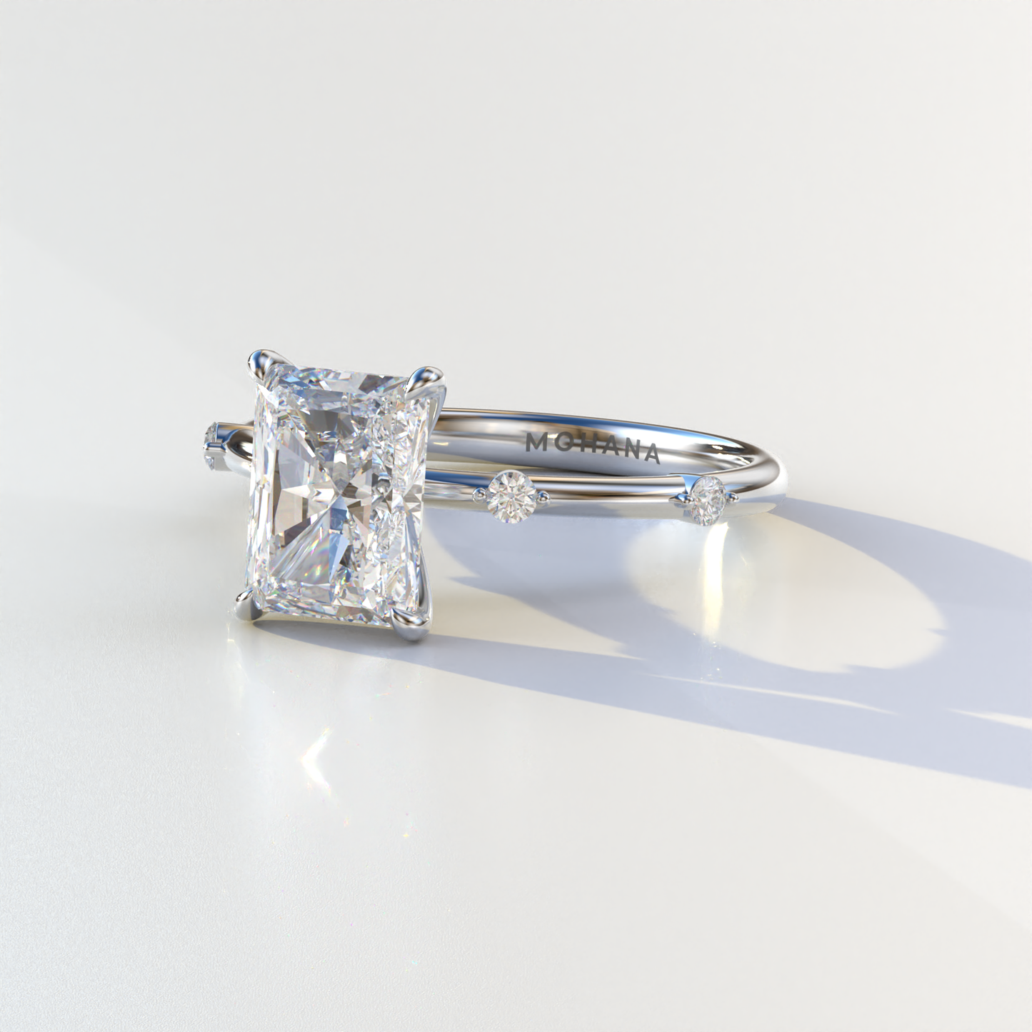2 Carat Radiant Cut Lab Diamond With Pave Accents Engagement Ring - Gloria