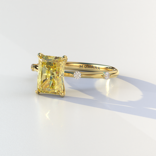 2 Carat Yellow Radiant Cut Lab Diamond With Pave Accents Engagement Ring - Gloria