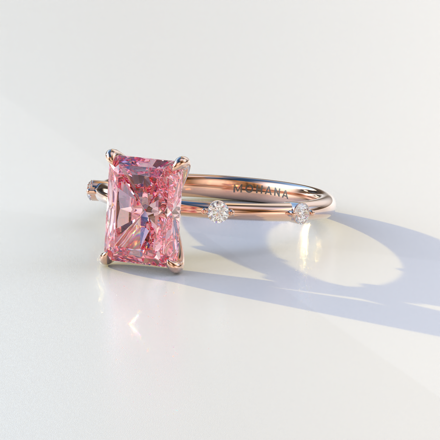 2 Carat Pink Radiant Cut Lab Diamond With Pave Accents Engagement Ring - Gloria