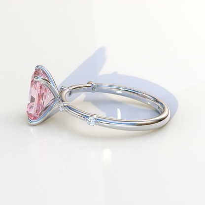 2 Carat Pink Radiant Cut Lab Diamond With Pave Accents Engagement Ring - Gloria