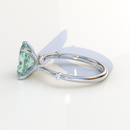 2 Carat Green Radiant Cut Lab Diamond With Pave Accents Engagement Ring - Gloria