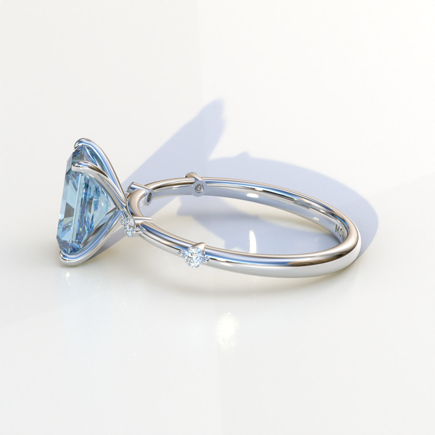 2 Carat Blue Radiant Cut Lab Diamond With Pave Accents Engagement Ring - Gloria