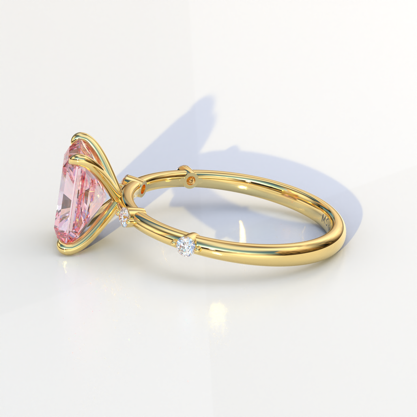 2 Carat Pink Radiant Cut Lab Diamond With Pave Accents Engagement Ring - Gloria