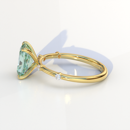 2 Carat Green Radiant Cut Lab Diamond With Pave Accents Engagement Ring - Gloria