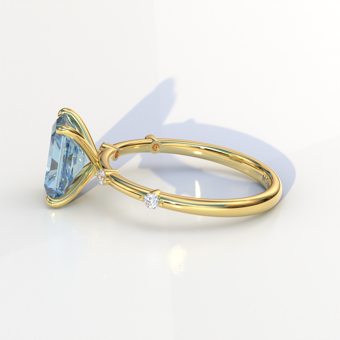 2 Carat Blue Radiant Cut Lab Diamond With Pave Accents Engagement Ring - Gloria