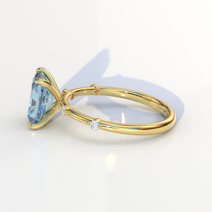 2 Carat Blue Radiant Cut Lab Diamond With Pave Accents Engagement Ring - Gloria