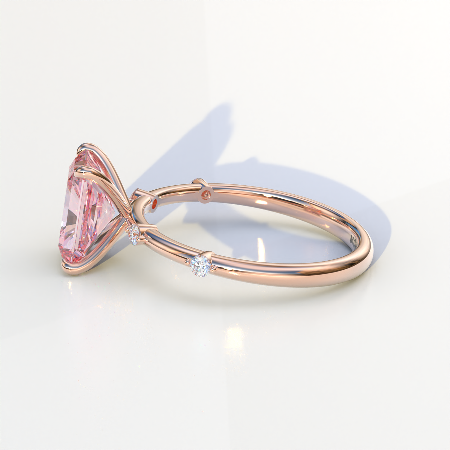 2 Carat Pink Radiant Cut Lab Diamond With Pave Accents Engagement Ring - Gloria