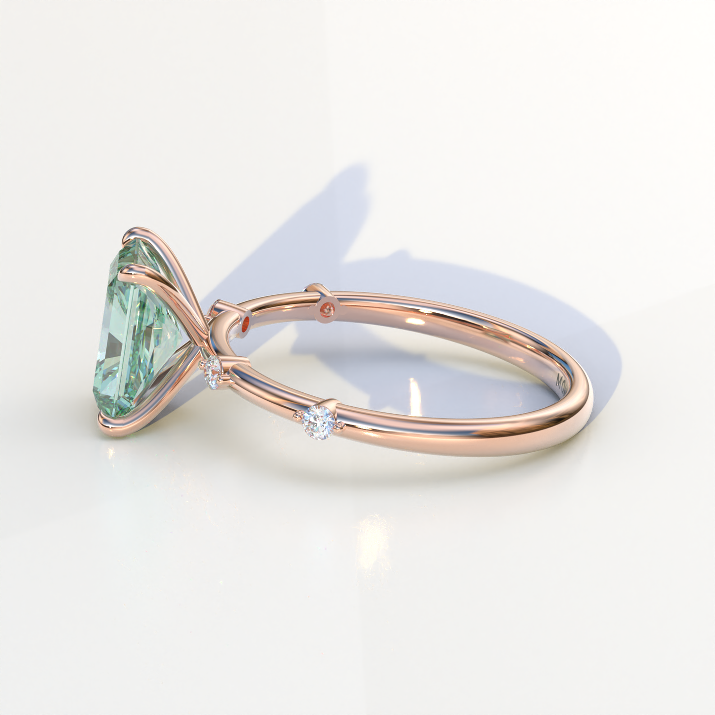 2 Carat Green Radiant Cut Lab Diamond With Pave Accents Engagement Ring - Gloria