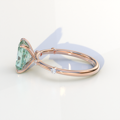 2 Carat Green Radiant Cut Lab Diamond With Pave Accents Engagement Ring - Gloria