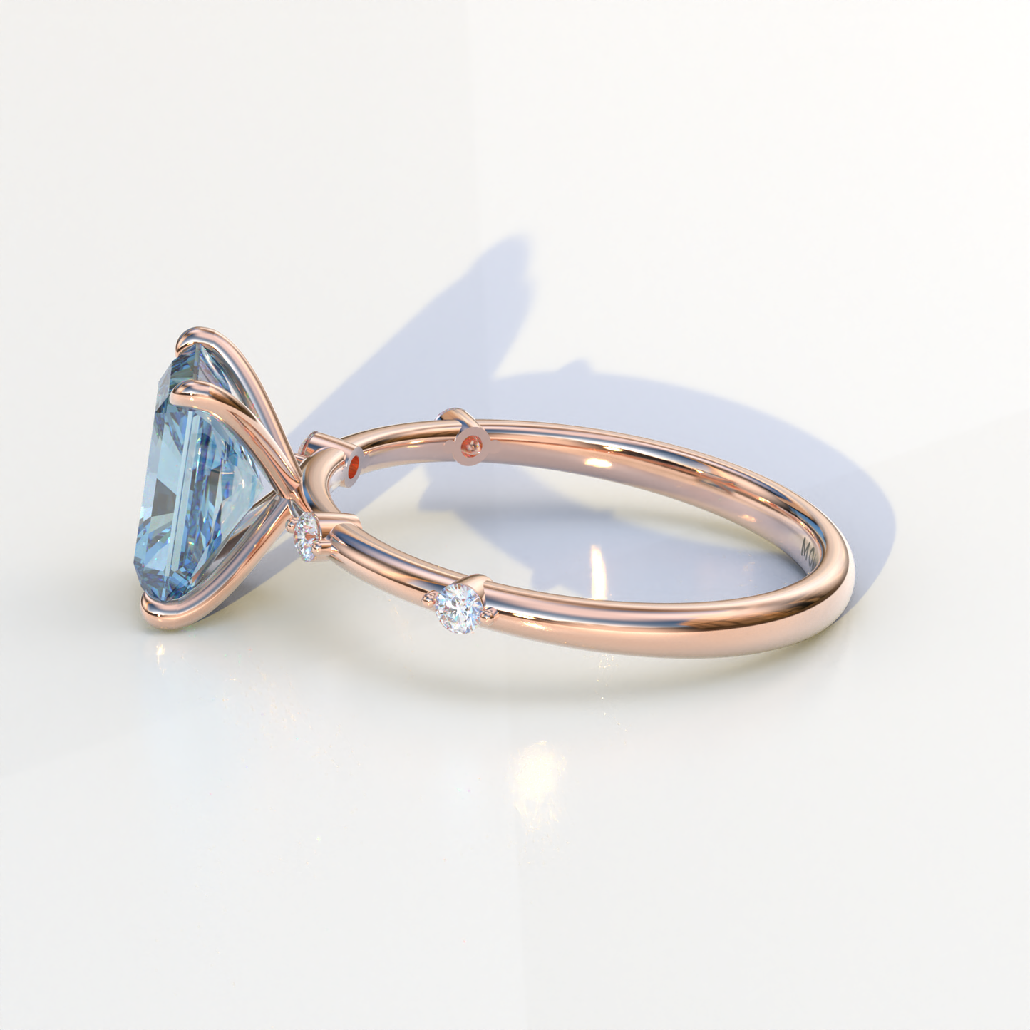 2 Carat Blue Radiant Cut Lab Diamond With Pave Accents Engagement Ring - Gloria