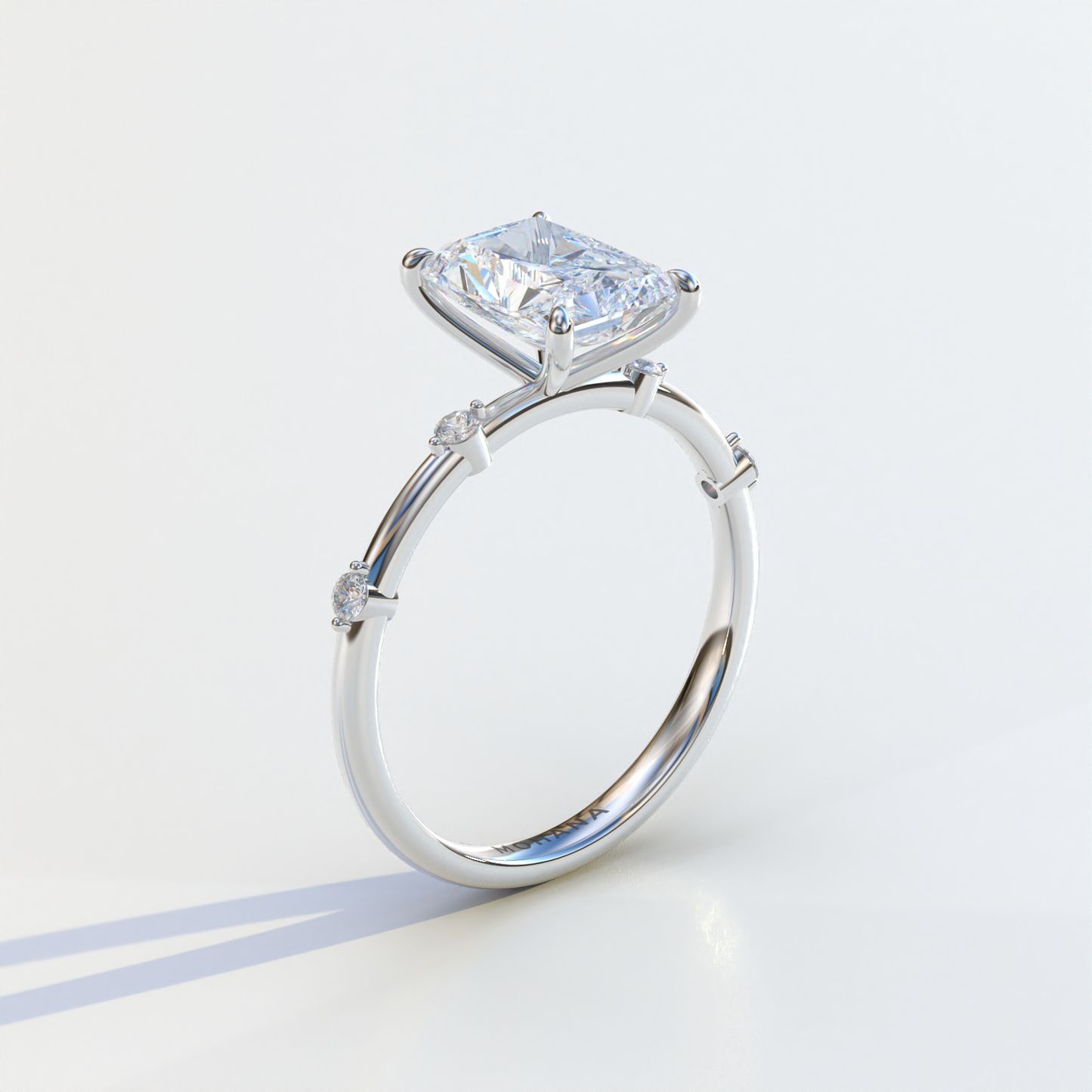 2 Carat Radiant Cut Lab Diamond With Pave Accents Engagement Ring - Gloria