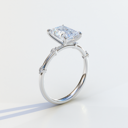 2 Carat Radiant Cut Lab Diamond With Pave Accents Engagement Ring - Gloria