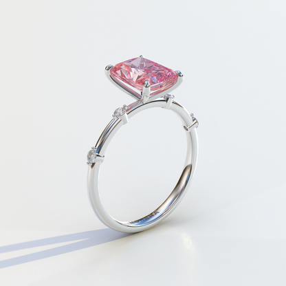 2 Carat Pink Radiant Cut Lab Diamond With Pave Accents Engagement Ring - Gloria