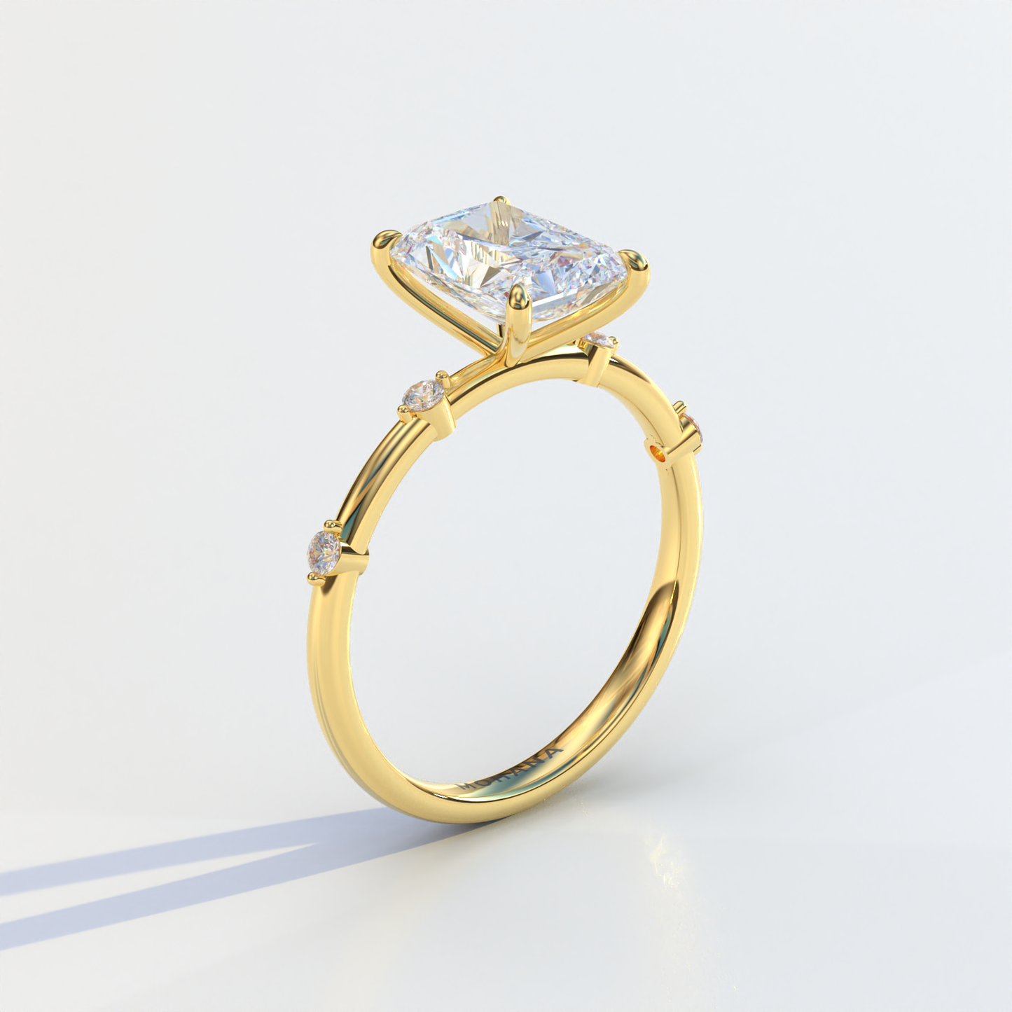 2 Carat Radiant Cut Lab Diamond With Pave Accents Engagement Ring - Gloria