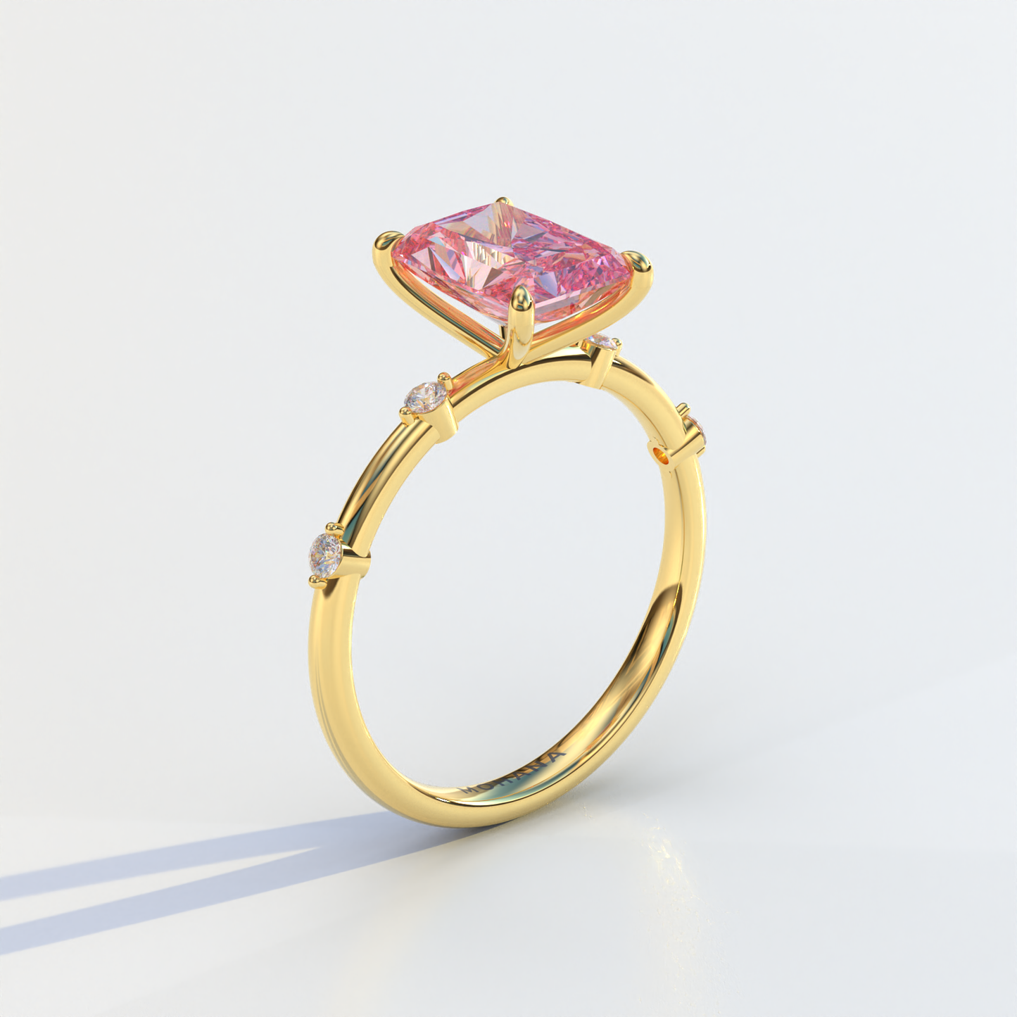 2 Carat Pink Radiant Cut Lab Diamond With Pave Accents Engagement Ring - Gloria