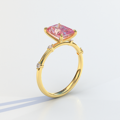 2 Carat Pink Radiant Cut Lab Diamond With Pave Accents Engagement Ring - Gloria