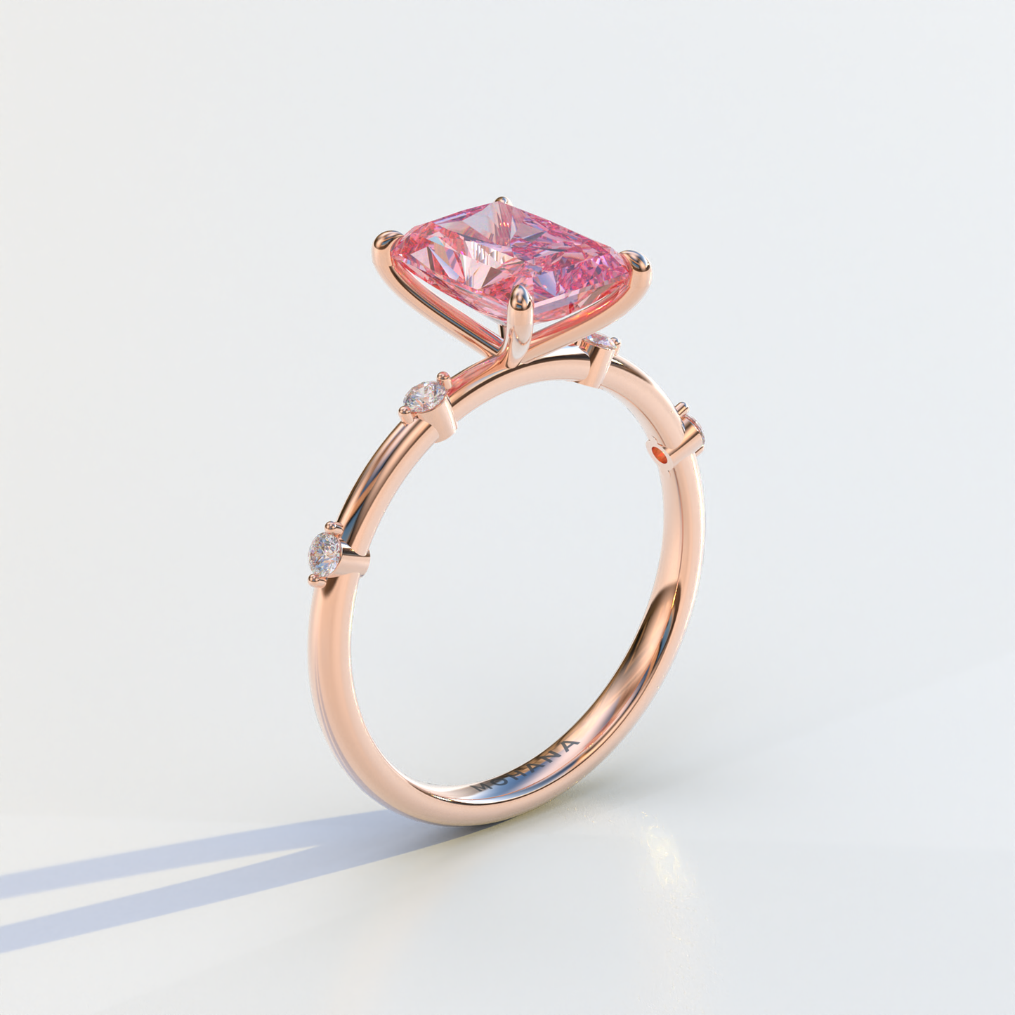 2 Carat Pink Radiant Cut Lab Diamond With Pave Accents Engagement Ring - Gloria