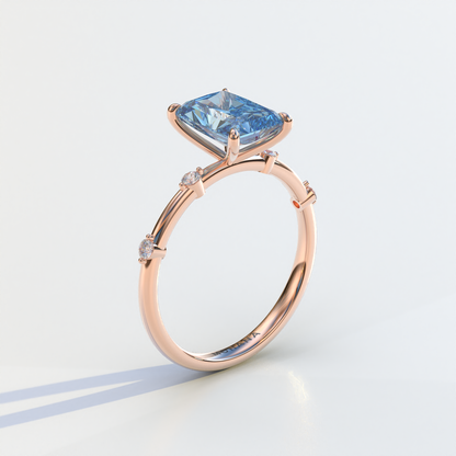 2 Carat Blue Radiant Cut Lab Diamond With Pave Accents Engagement Ring - Gloria