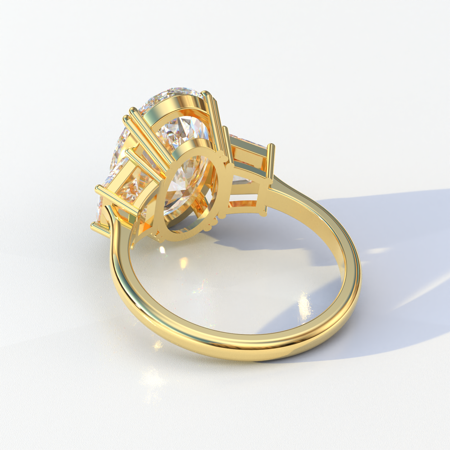 Three Stone 4 carat E VVS Elongated oval Cut Lab Diamond Engagement Ring - Lucy