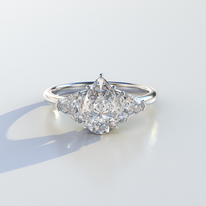 2 Carat Pear Cut Three Stone Lab Diamond Engagement Ring - Elegant