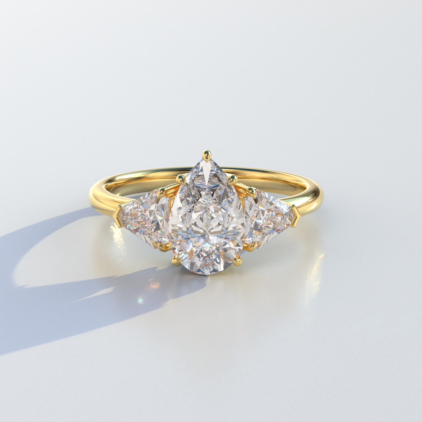2 Carat Pear Cut Three Stone Lab Diamond Engagement Ring - Elegant