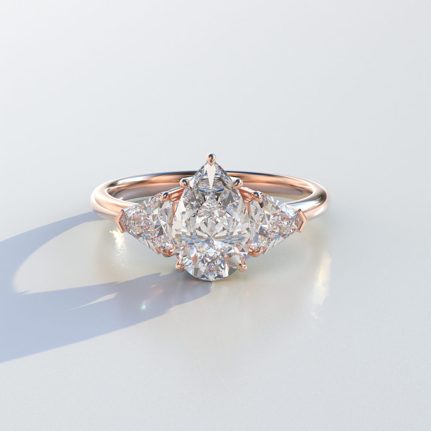 2 Carat Pear Cut Three Stone Lab Diamond Engagement Ring - Elegant