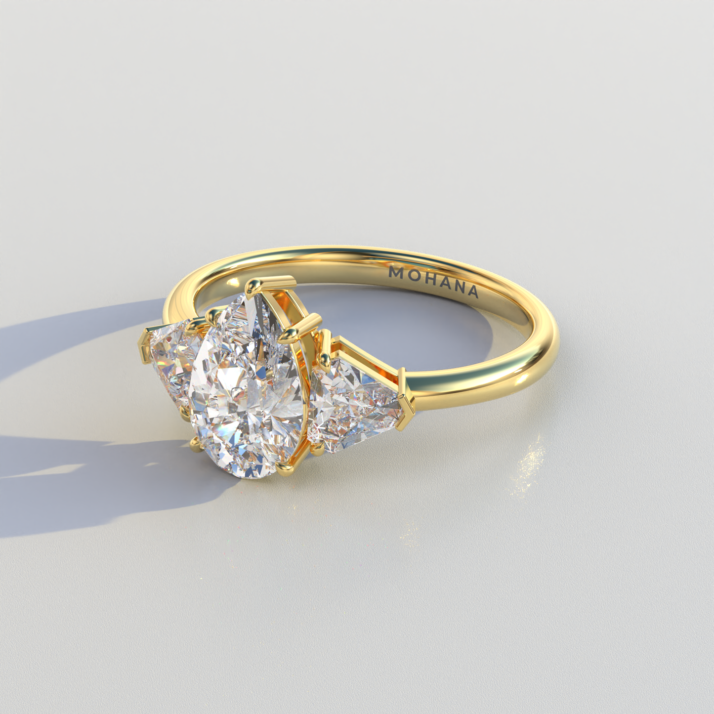 2 Carat Pear Cut Three Stone Lab Diamond Engagement Ring - Elegant