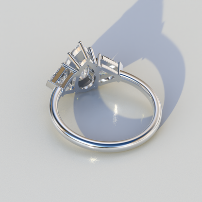 2 Carat Pear Cut Three Stone Lab Diamond Engagement Ring - Elegant
