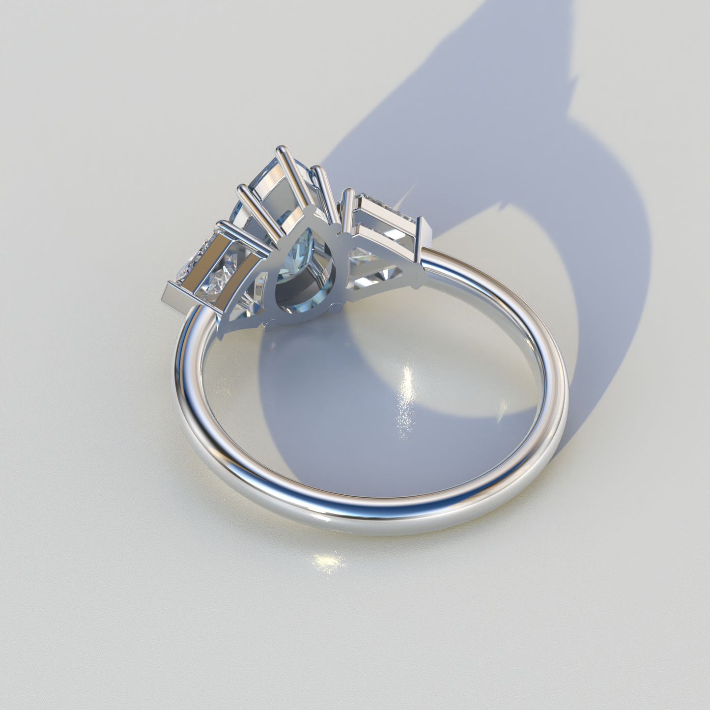 2 Carat Blue Pear Cut Three Stone Lab Diamond Engagement Ring - Elegant