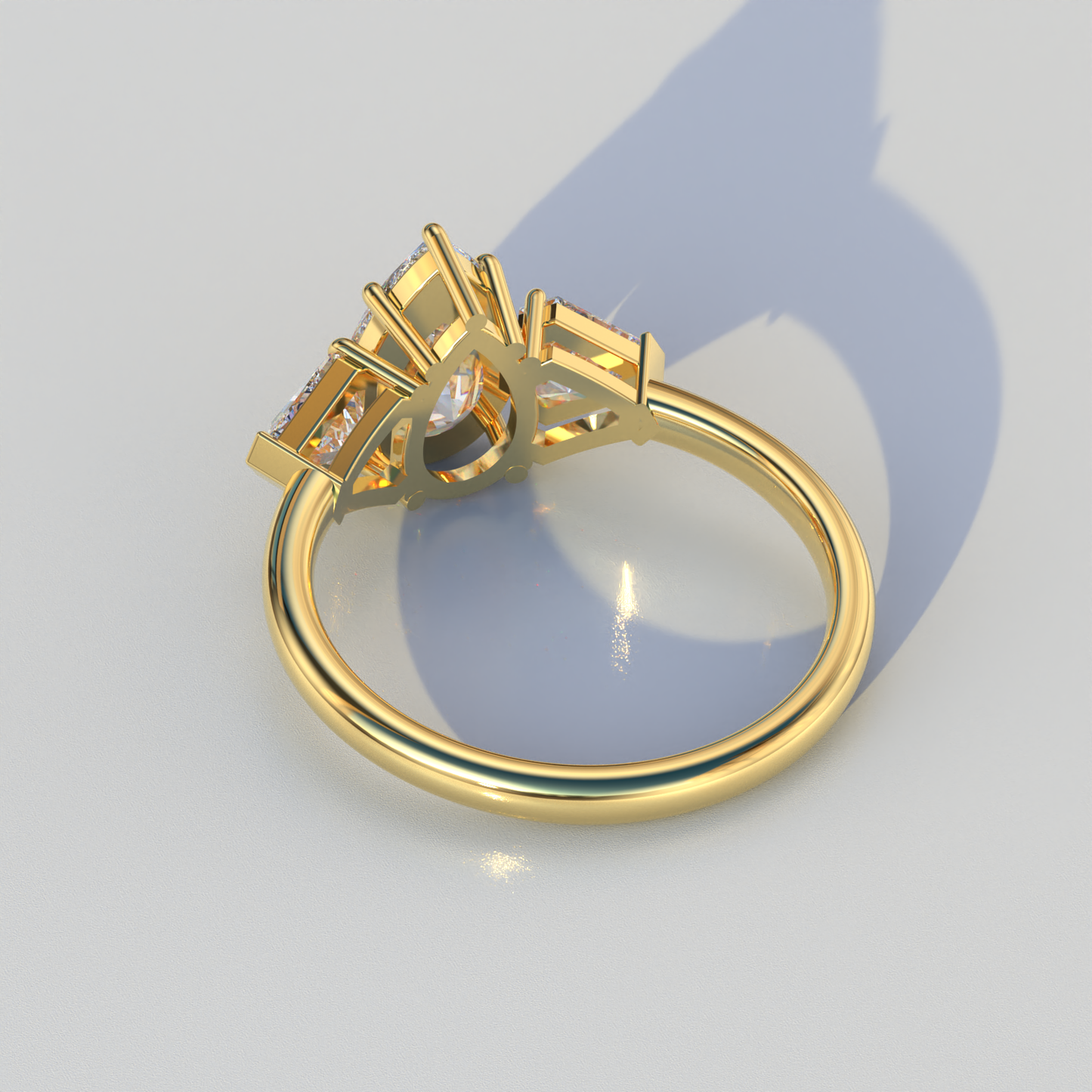 2 Carat Pear Cut Three Stone Lab Diamond Engagement Ring - Elegant