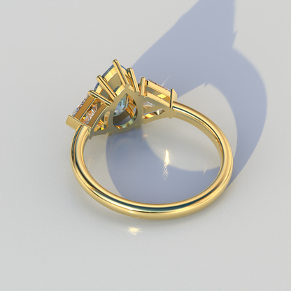 2 Carat Blue Pear Cut Three Stone Lab Diamond Engagement Ring - Elegant