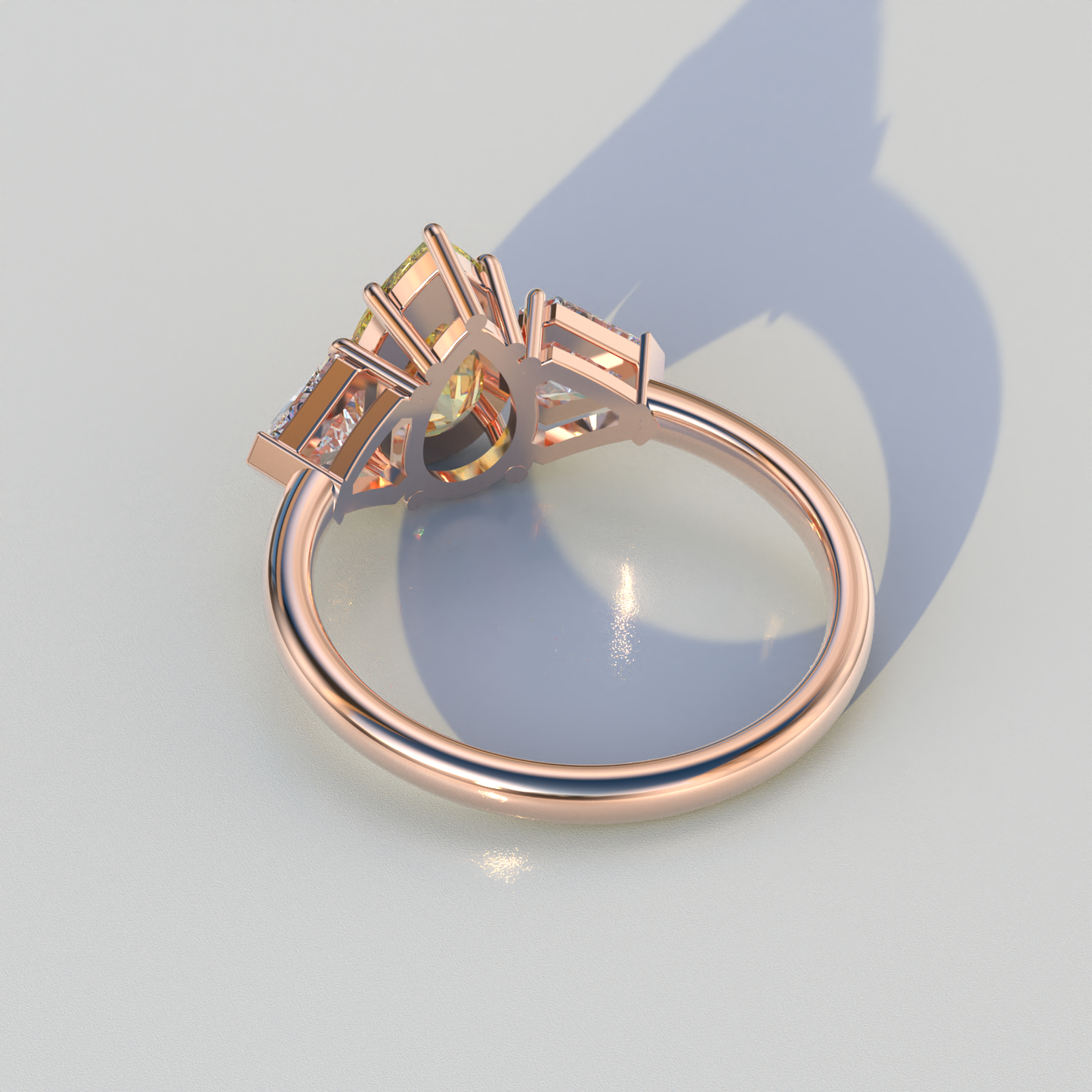 2 Carat Yellow Pear Cut Three Stone Lab Diamond Engagement Ring - Elegant