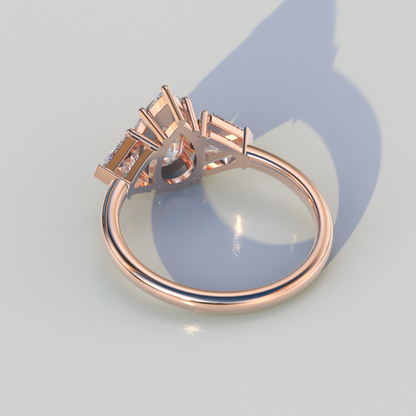 2 Carat Pear Cut Three Stone Lab Diamond Engagement Ring - Elegant
