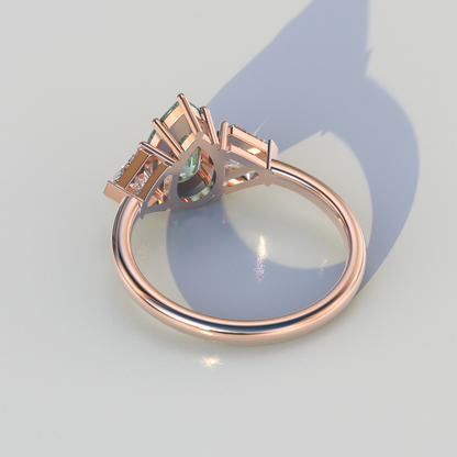 2 Carat Green Pear Cut Three Stone Lab Diamond Engagement Ring - Elegant