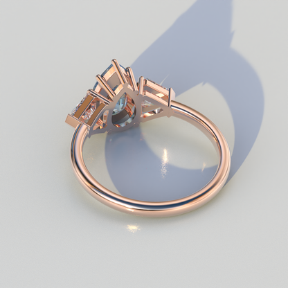 2 Carat Blue Pear Cut Three Stone Lab Diamond Engagement Ring - Elegant