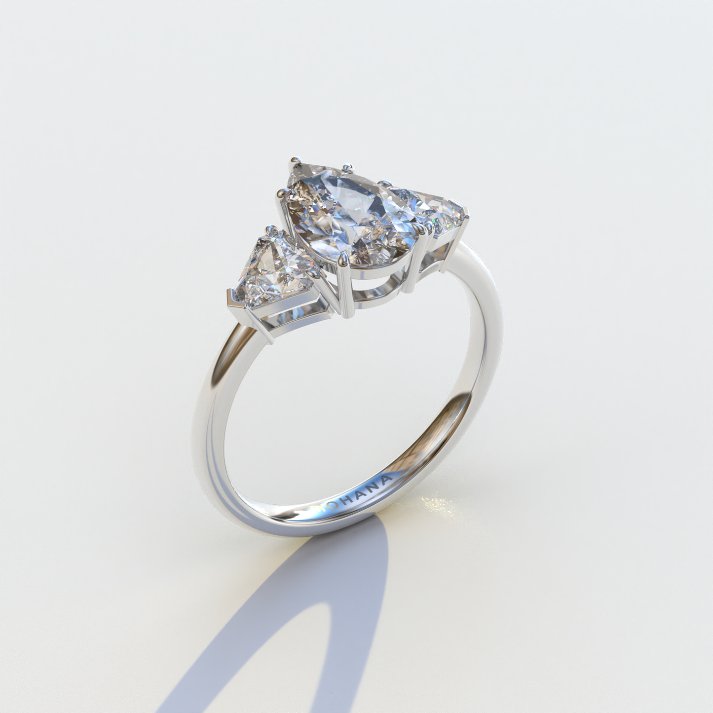 2 Carat Pear Cut Three Stone Lab Diamond Engagement Ring - Elegant